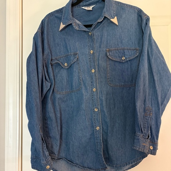 Vintage Western Northwest Blue 100% Cotton Denim Button Down Shirt - Picture 2 of 11
